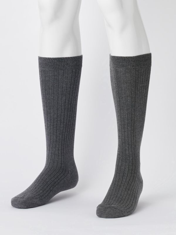 Wide Ribbed Knee High Socks