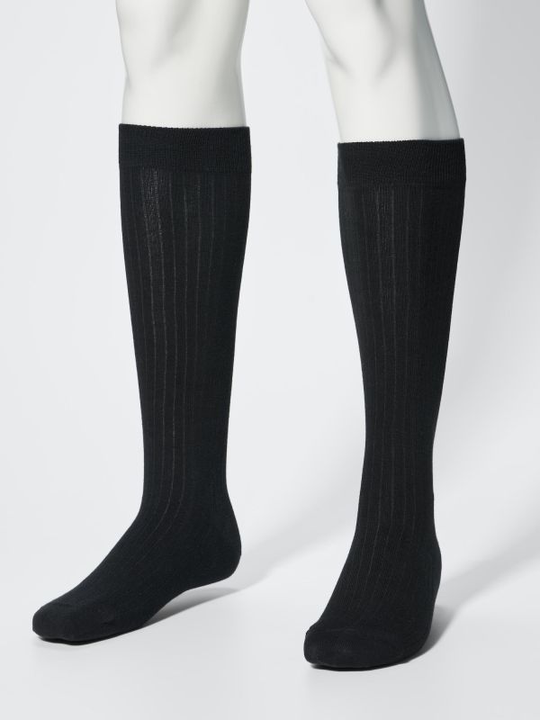 Wide Ribbed Knee High Socks