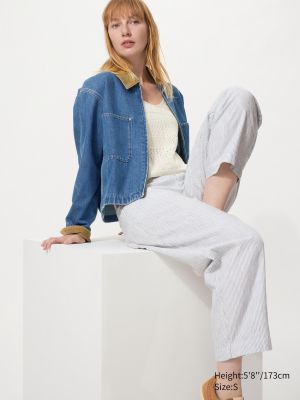 Linen Cotton Tapered Pants | Striped