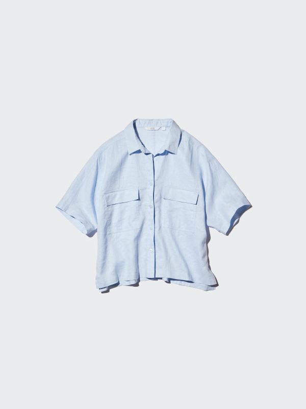 Premium Linen Skipper Boxy Shirt | Short Sleeve