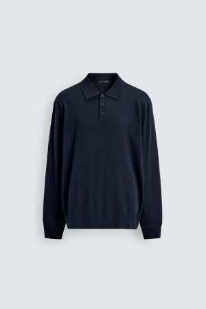 WOOL AND SILK KNIT POLO