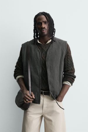 WASHED TOPSTITCHED VEST