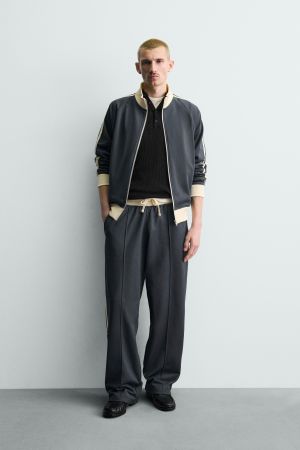 WIDE FIT JOGGER PANTS WITH STRIPES