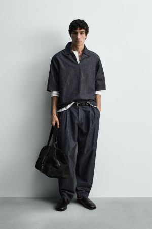 RELAXED FIT DENIM POLO SHIRT