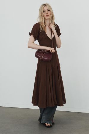 CHIFFON GODET MIDI DRESS