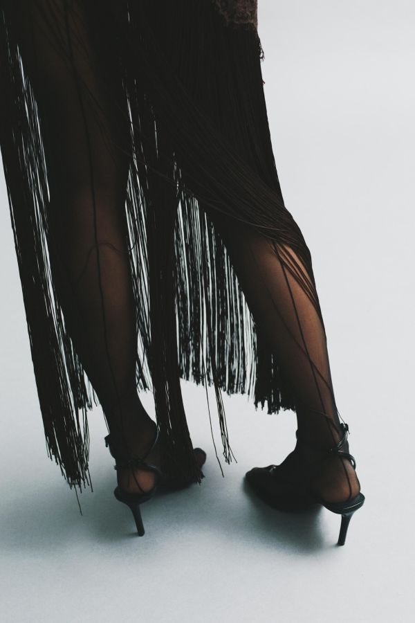 FRINGED LACE STRAP DRESS