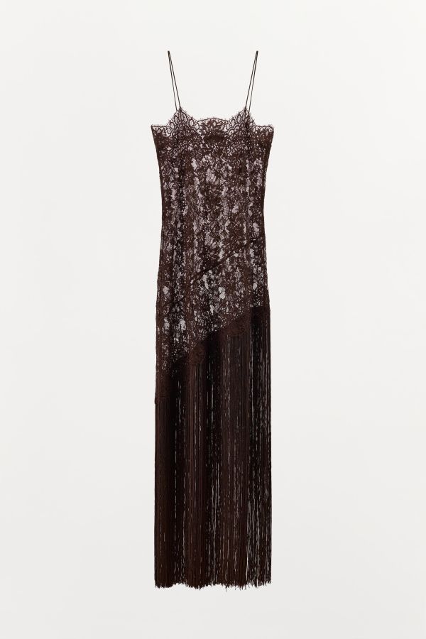 FRINGED LACE STRAP DRESS
