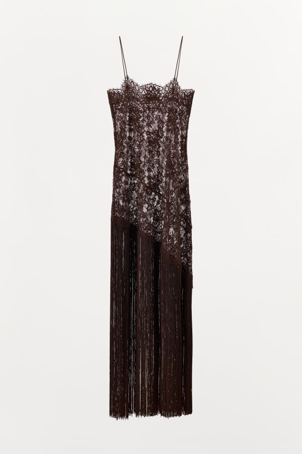 FRINGED LACE STRAP DRESS