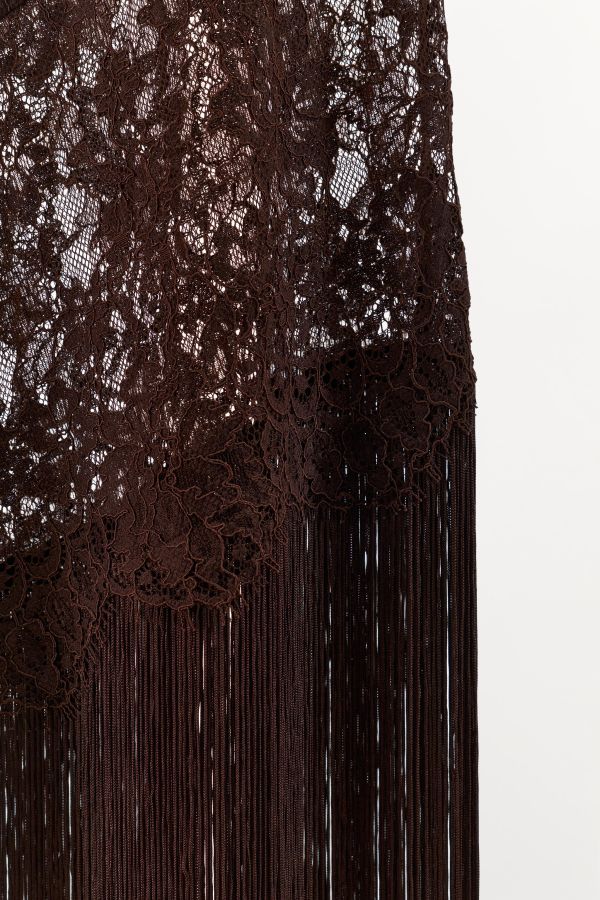 FRINGED LACE STRAP DRESS