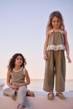 100% LINEN FLORAL LACE JUMPSUIT