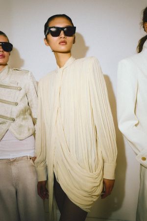 DRAPED SHOULDER PAD BLOUSE ZW COLLECTION LIMITED EDITION