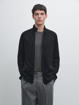 Knit cotton blend cardigan with raglan sleeves