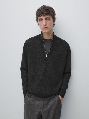 Mock neck knit sweater with zip