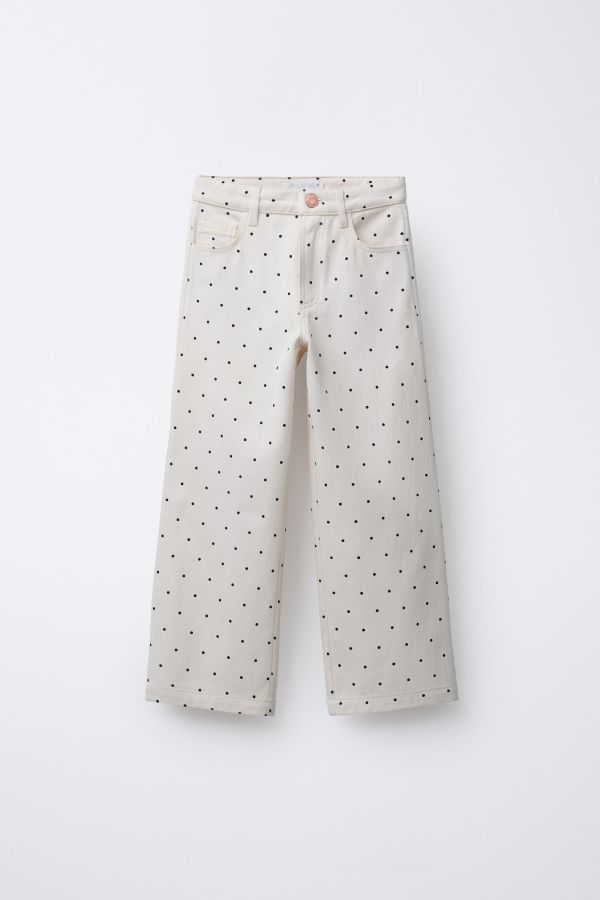WIDE LEG POLKA DOT JEANS