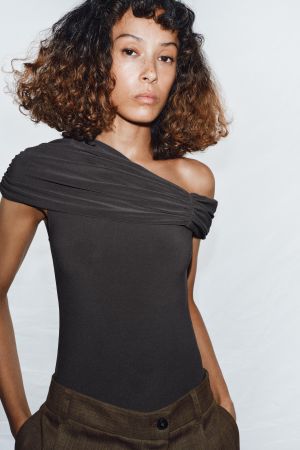 ASYMMETRIC RUCHED BODYSUIT
