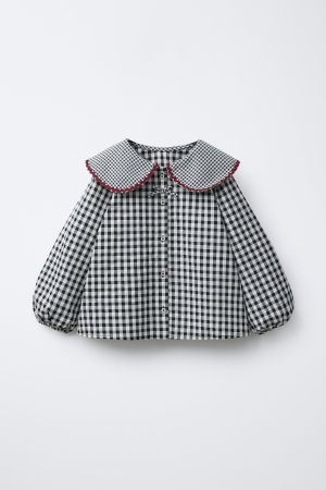 RUFFLE GINGHAM BLOUSE