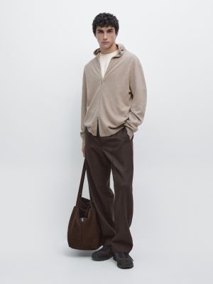 Wool blend knit cardigan with hood