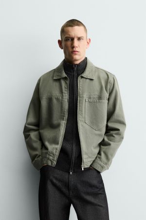 WASHED ZIP-UP OVERSHIRT