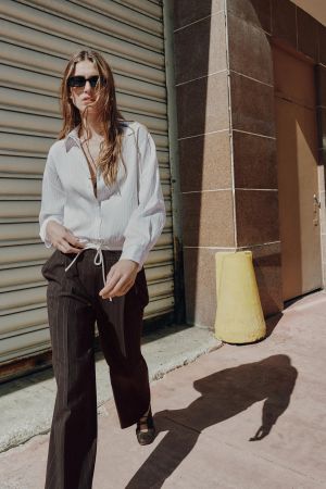 WIDE-LEG DOUBLE WAISTBAND PANTS