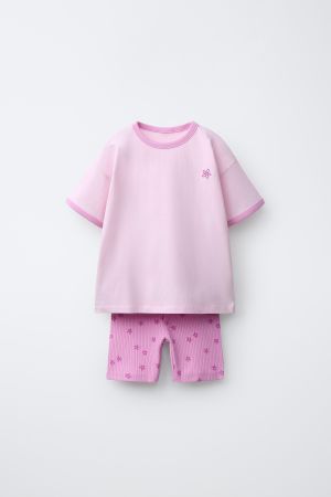 FLORAL CYCLING SHORTS AND T-SHIRT SET