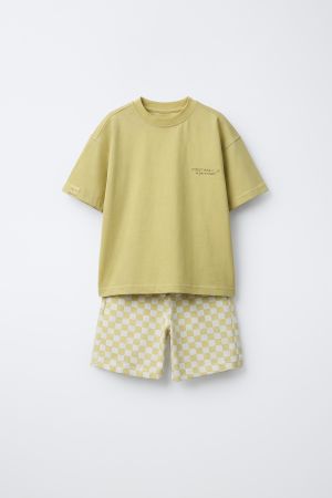 CHECKERBOARD T-SHIRT AND BERMUDA SHORTS SET