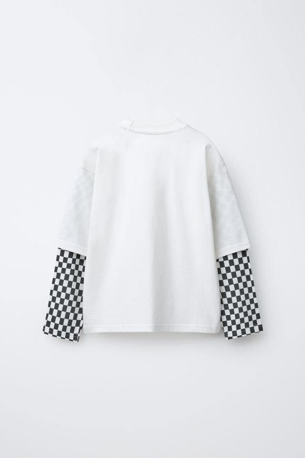 DOUBLE SLEEVE T-SHIRT AND CHECKERBOARD BERMUDA SET