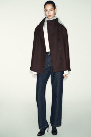 SHORT WOOL BLEND COAT WITH HIGH NECK