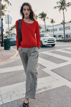 HOUNDSTOOTH WIDE LEG PANTS