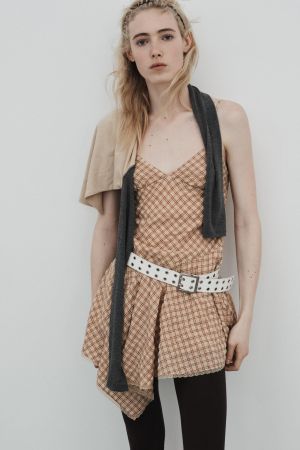 SHORT PLAID LACE DRESS