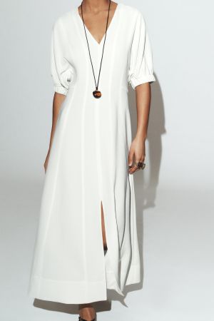 BALLOON SLEEVE MIDI DRESS