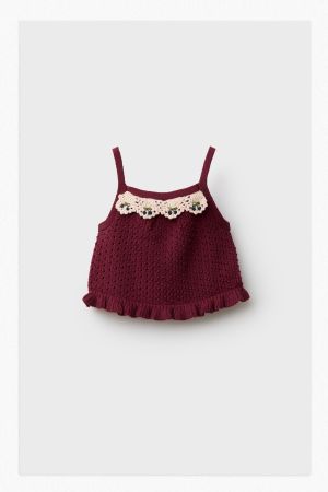 CROCHET DETAIL KNIT TOP