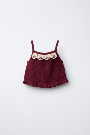 CROCHET DETAIL KNIT TOP
