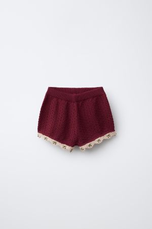 CROCHET DETAIL KNIT SHORTS