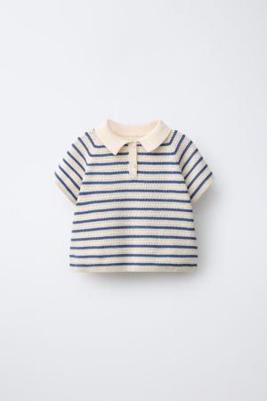 STRIPED KNIT POLO SHIRT