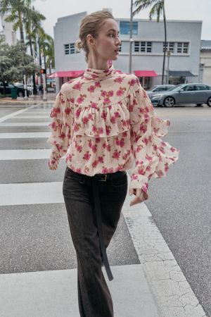 RUFFLED PRINT BLOUSE