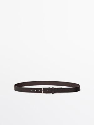 Nappa leather belt with rectangular buckle