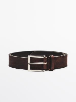 Distressed leather belt