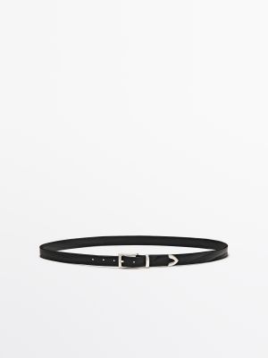 Nappa leather belt with tip detail