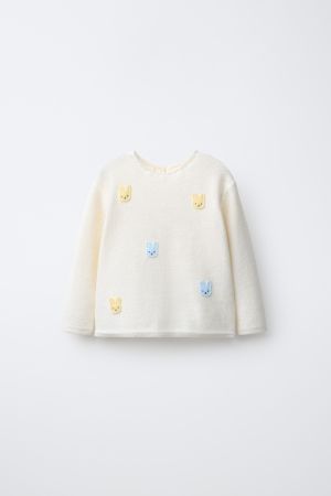 KNIT JUMPER WITH BUNNY PATCHES