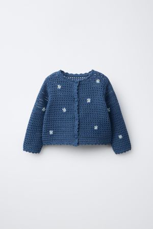 EMBROIDERED FLORAL OPENWORK CARDIGAN