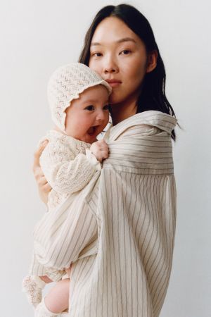 TEXTURED JUMPER AND BOTTOMS SET WITH COTTON AND MULBERRY SILK