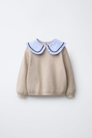 STRIPED PETER PAN COLLAR KNIT JUMPER