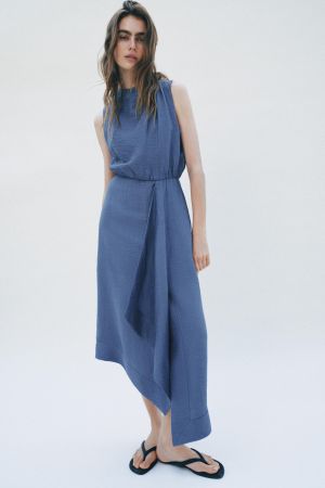 SLEEVELESS LINEN MIDI DRESS