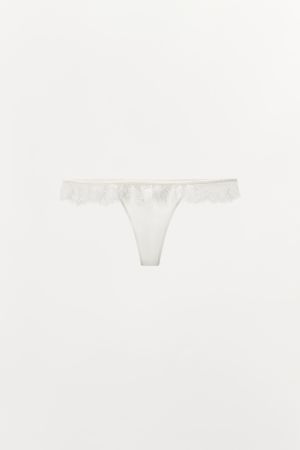 SILK BLEND LACE THONG
