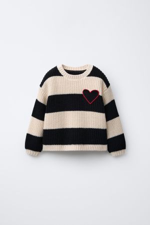 STRIPED HEART KNIT JUMPER