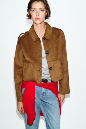 CROPPED FAUX SUEDE JACKET
