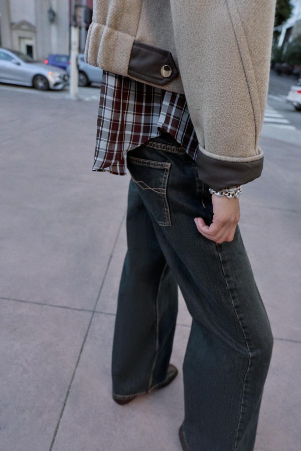 FAUX LEATHER TRIM BOMBER JACKET