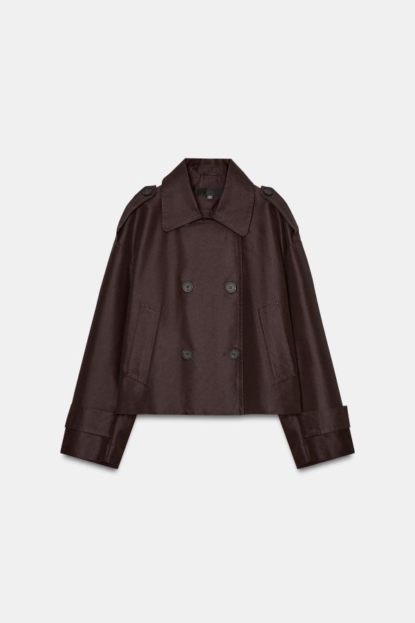 DOUBLE-BREASTED SHORT TRENCH COAT