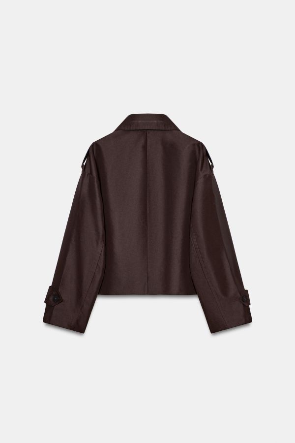 DOUBLE-BREASTED SHORT TRENCH COAT