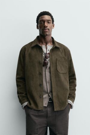 FAUX SUEDE OVERSHIRT
